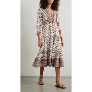 Veronica Beard Womens Alessandra Printed V Neck Midi Dress Floral Size 14